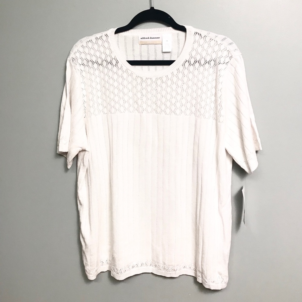 NWT Alfred Dunner Woman White Short Sleeve Top 1X